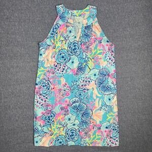 Lilly Pulitzer XL Bali Blue Once Upon A Tide Print Pima Cotton Shift Dress
